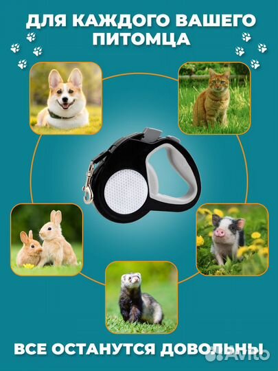 Поводок рулетка для собак мелких и средних пород 5