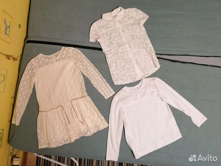 Блузки в школу и белое платье 134