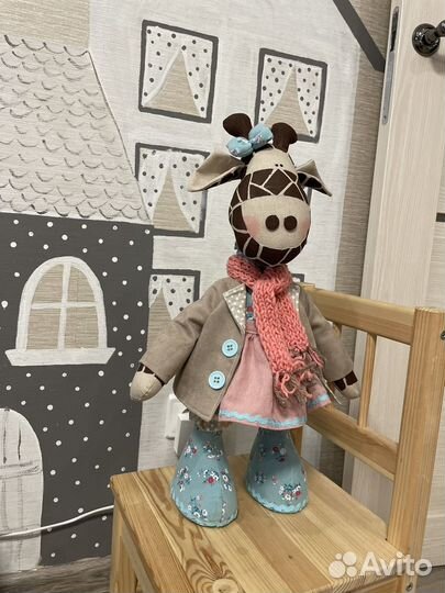 Игрушка жираф кукла тильда