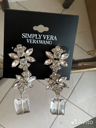 Серьги дизайнерские Vera Wang висячие с камнями