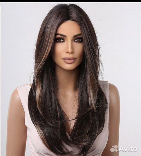 Парик каштан новый длинный стильный