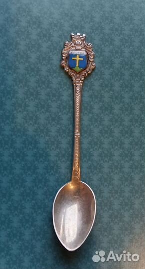 Ложка серебряная сувенирная герб эмаль 925 серебро