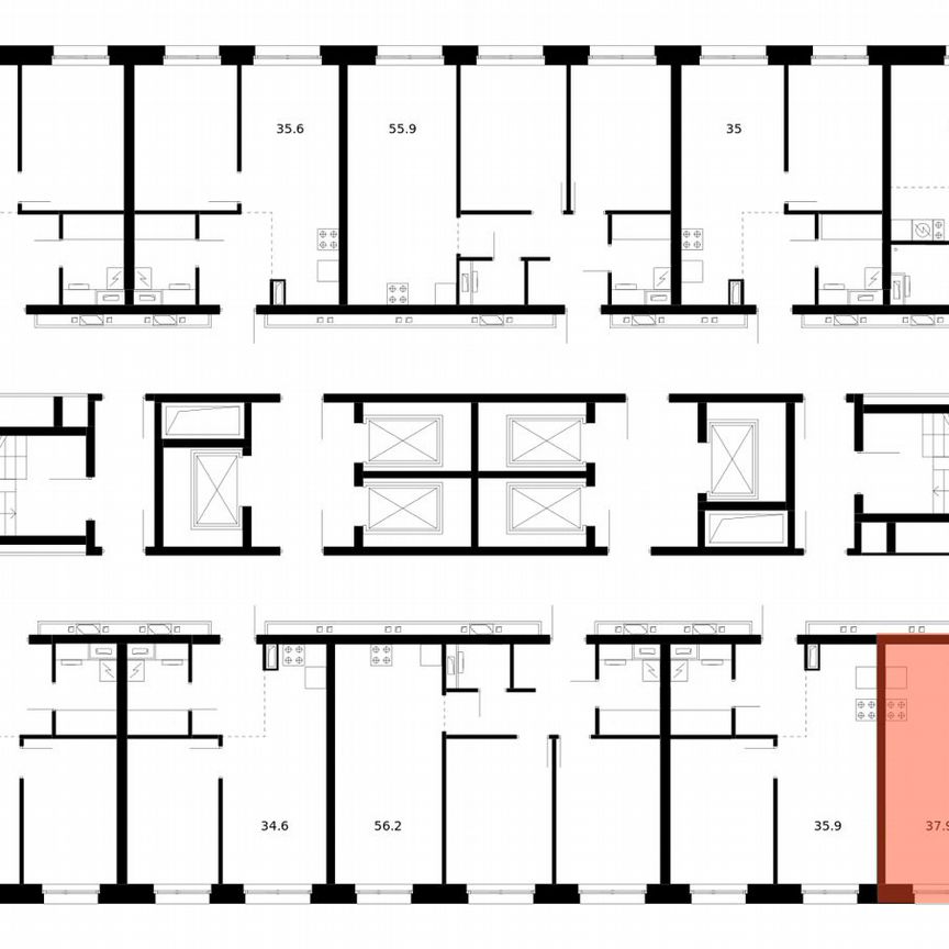 1-к. квартира, 37,9 м², 33/53 эт.