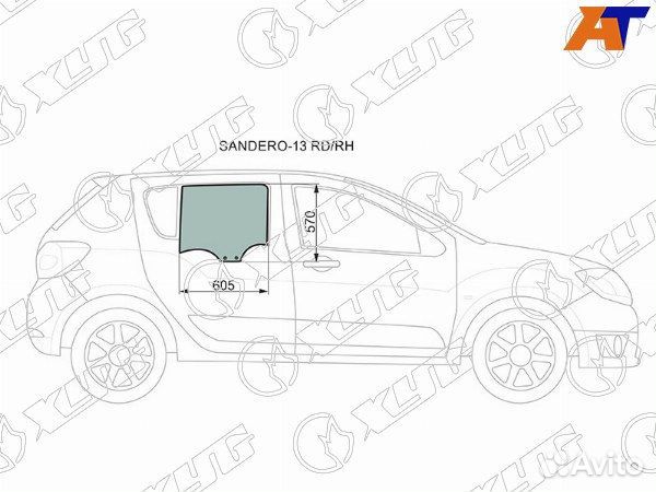 Стекло боковое опускное dacia logan