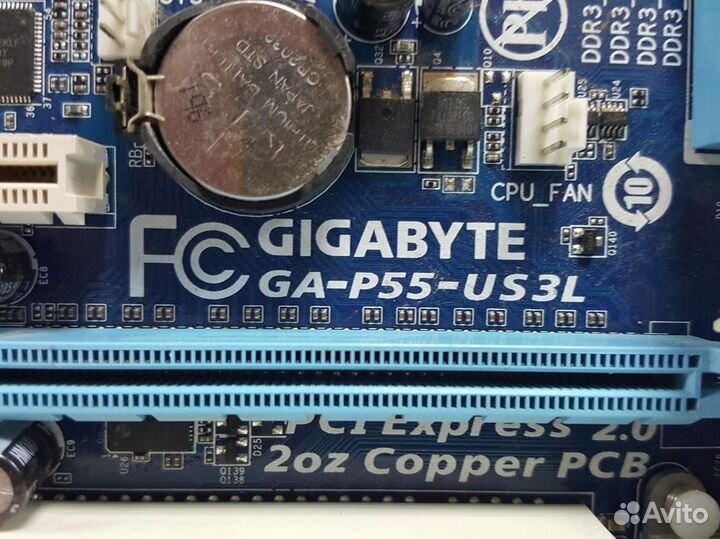 S1156 gigabyte GA-P55-US3L (Intel P55)(DDR3)(б/у)