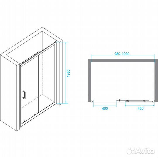 Душ. дверь RGW 102x195 Белый/Прозрачн. 41081410-15