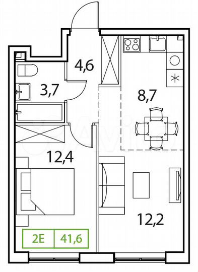 2-к. квартира, 41,6 м², 15/17 эт.