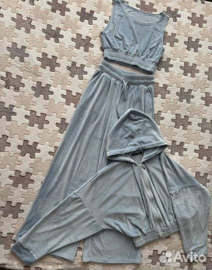 Велюровый костюм тройка женский