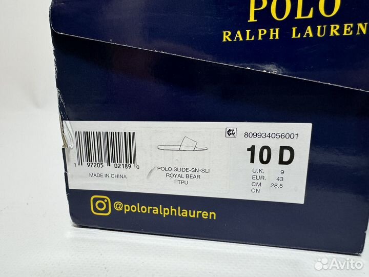 Шлепанцы Polo Ralph Lauren Tebby Bear 10US