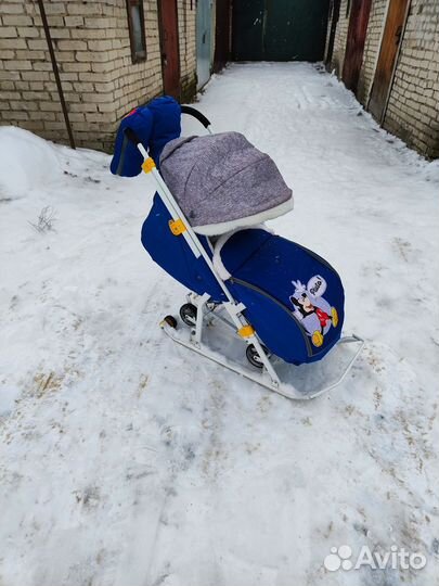 Детские санки коляска с колесами