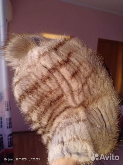 Шапка норковая вязаная женская