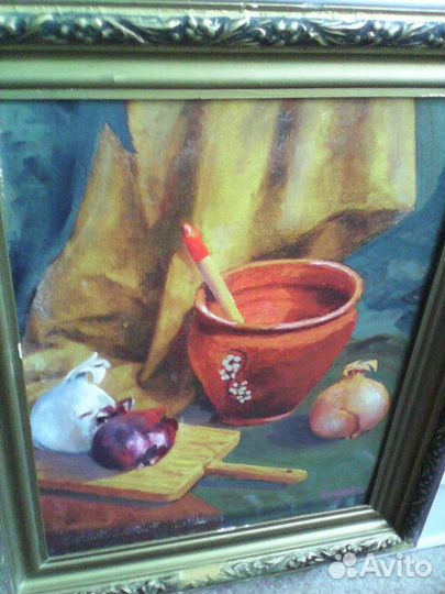 Старенькая картина -натюрморт.60-ые года. хм