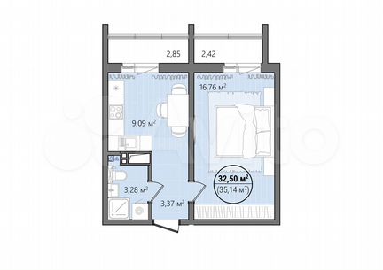 1-к. квартира, 38,2 м², 10/14 эт.