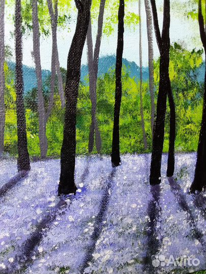 Картина пейзаж лес с лавандой