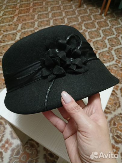 Шляпа фетровая женская черная