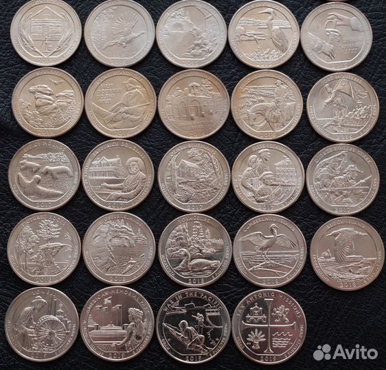 Набор монет 25 центов США Парки (49 шт) UNC