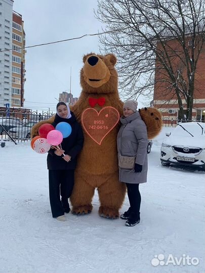 Белый Мишка поздравление. Ростовые куклы, аренда