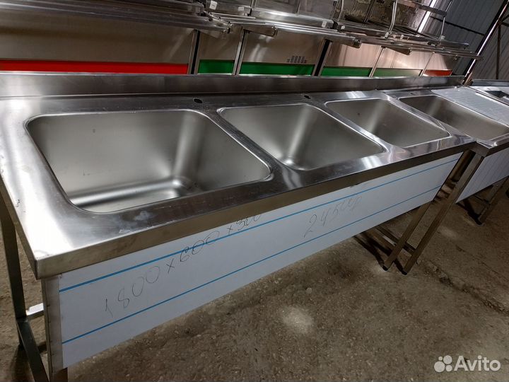 Мойка 3 секции цельнотянутая ванна раковина