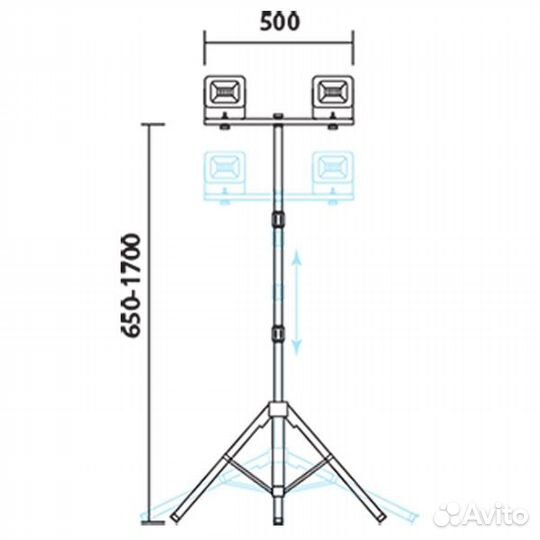 Два светодиодных прожектора на стойке FL-LED Light-PAD stand 2x50W 4200К 8500Lm 220В IP65 Grey