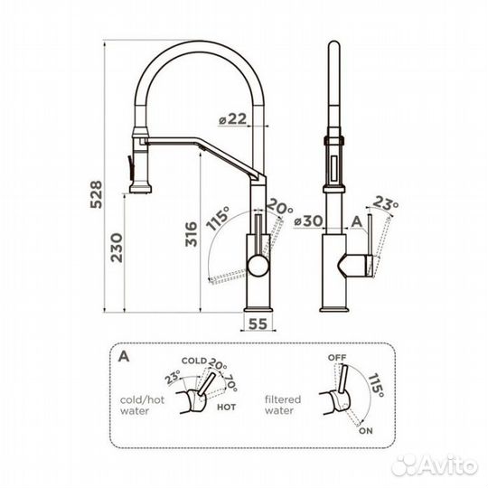 Omoikiri Makkari 2 Plus-SB-C-BL хром/черный 499449