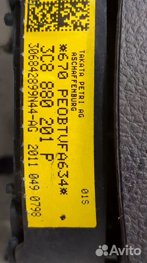 Подушка безопасности водителя Volkswagen Passat 7 Европа