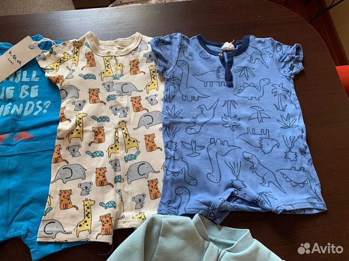 Пакет летней одежды для мальчика, песочники 62-74