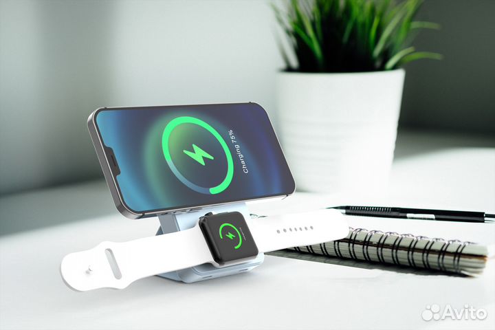 Powerbank беспроводной для Apple & Android