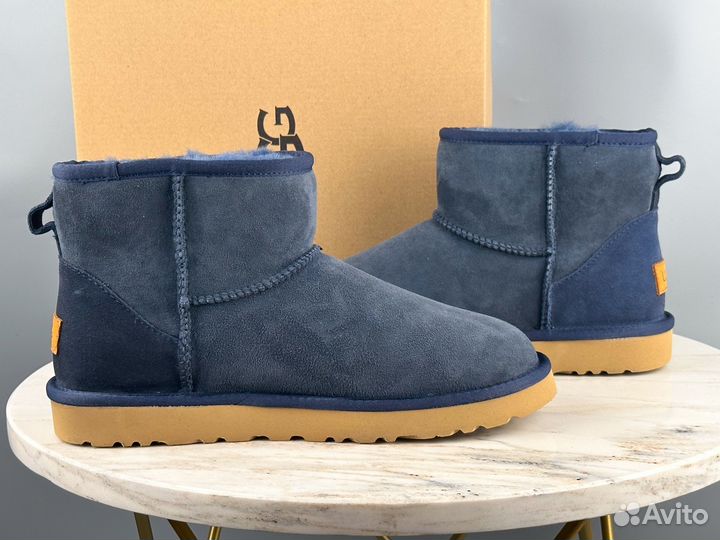 Угги UGG Classic Mini II Navy unisex с мехом