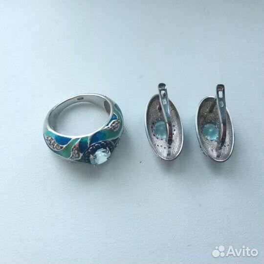 Серебряные серьги и кольцо Sokolov