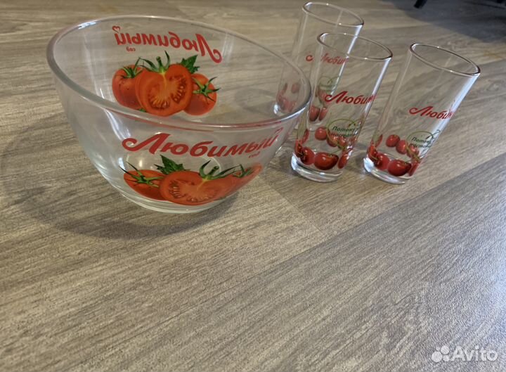 Набор 3 -стаканов,салатник