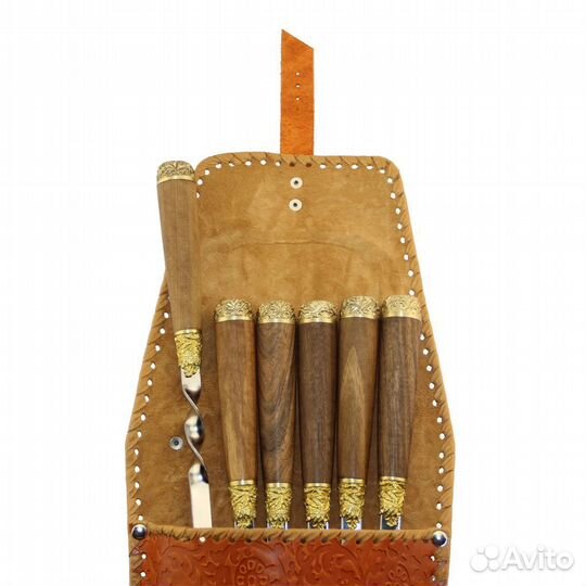 Набор шампуров в кожаном чехле Империя