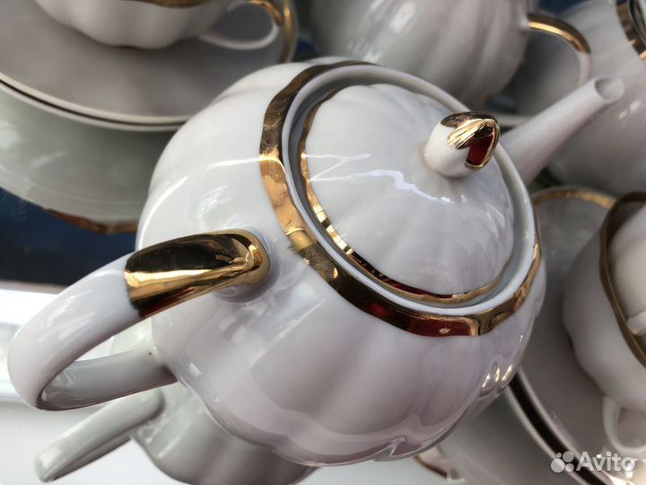 Белый Чайный сервиз СССР Дулево костяной фарфор