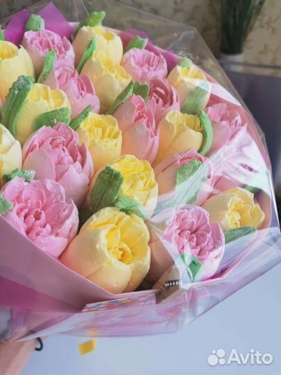 Цветы из зефира/подарок/сладкий букет