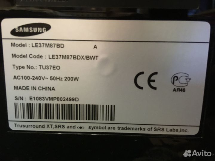 Телевизор samsung LE 37M87BD