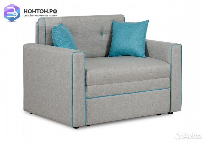 Кресло выкатное Найс светло-серое / бирюзовое