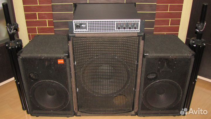 Колонки EVM Сабвуфер PA 1400W 3шт Усилитель Стойки