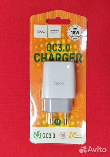 Сзу hoco C72Q Glorious 1xUSB, 3А, 18W, QC3.0 белый