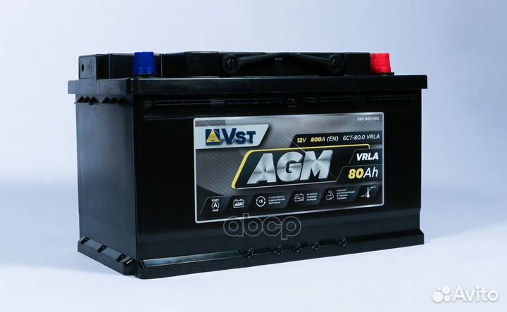 Аккумулятор AGM 12 V, 80 А/ч, 800А, 315x175x190