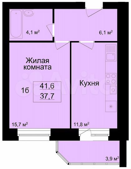 1-к. квартира, 40,5 м², 2/9 эт.
