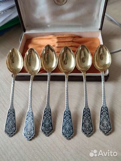 Ложки серебро 875 позолота комплект
