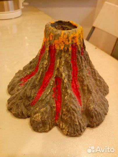 Декорация, грот для аквариума вулкан