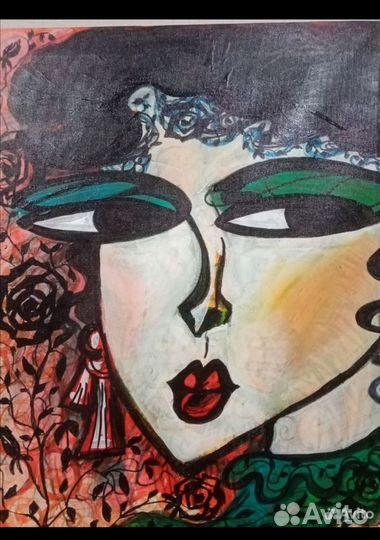 Картина абстракция, девушка