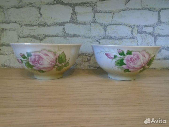 6 пиал. Розы. Туймазинский фарфоровый завод, СССР