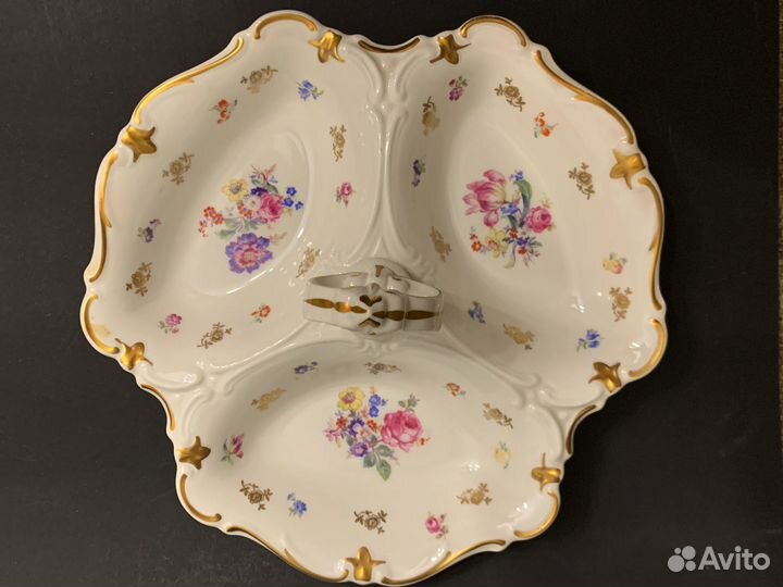 Менажница немецкая антикварная Мейсенский букет