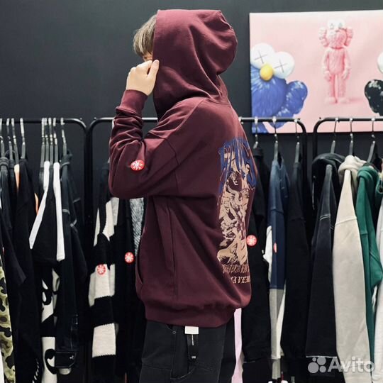 Зип худи cavempt бордовое оверсайз