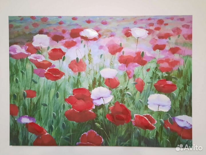 Картина для интерьера на подрамнике маки цветы