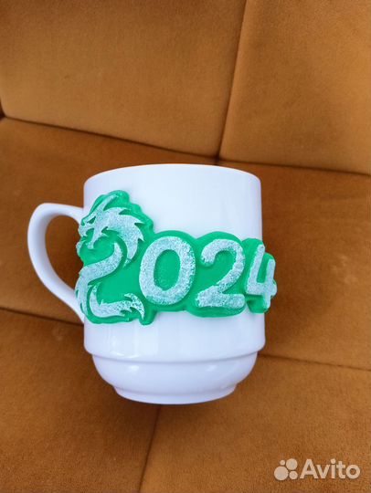 Кружка из полимерной глины 2024 дракон