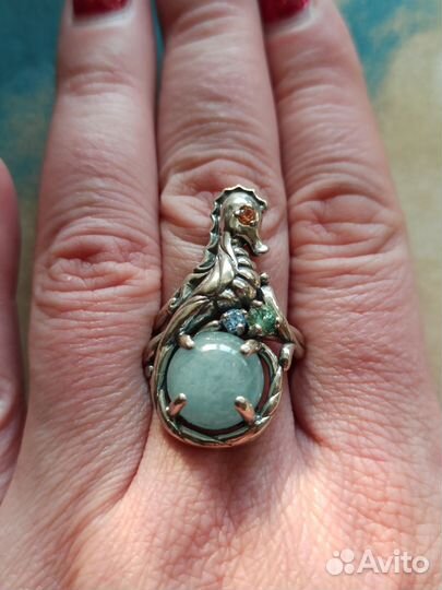 Серебряный комплект с аквамарином 