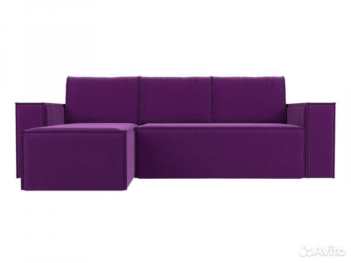 Угловой диван Куба левый угол, микровельвет, фиолетовый