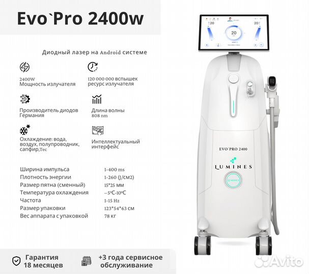 Диодный лазер для эпиляции Лю'Минес Evo-Pro 2400W